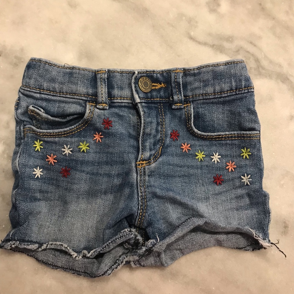 Jean cut off shorts.